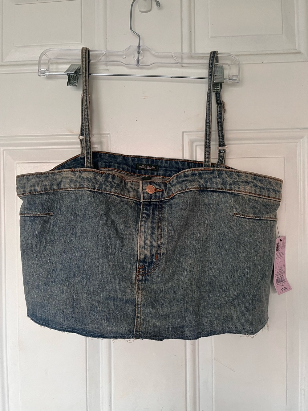 Denim Strapless Tube Top with adjustable Straps size L. New with tags